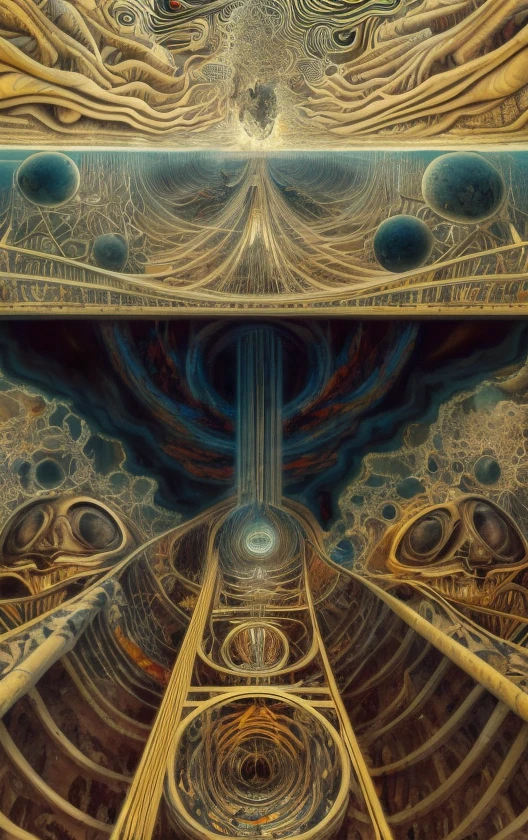 A huge deep abyss made of black stone, incandescent magma, phosphorescent radioactive mineral, gates to hell, it ends in the bottom with a living organic obscurity, abysssanctum, procreation of the wicked, synthetic grotesque,highly detailed, 4k resolution, masterpiece, 3d modelling,digital art,Klee art