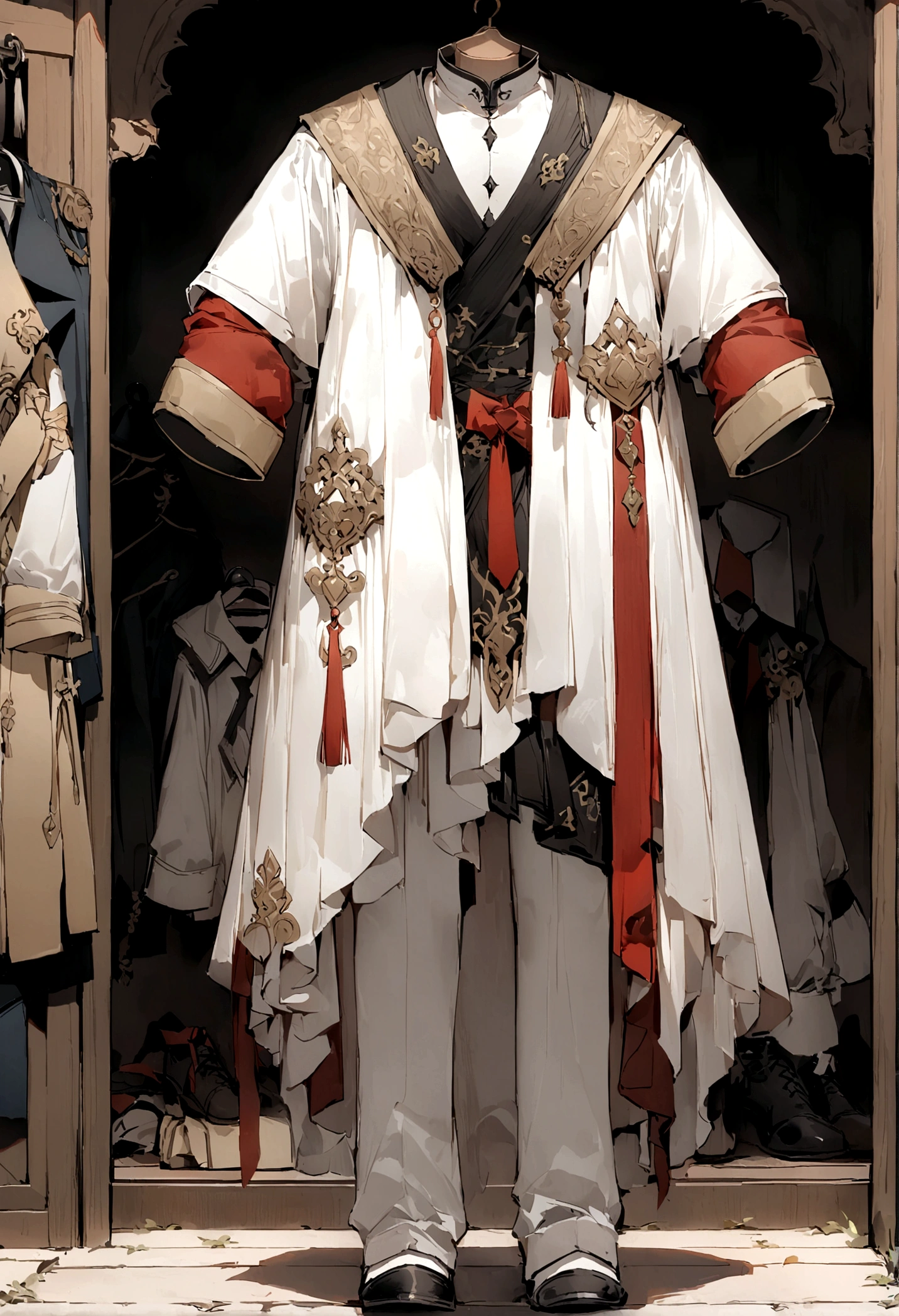((Chinese style,Immortal World,Xianxia World)),Mountain,Mist,(((Cave,)))mystery,A cute ,((Worn clothes)),Off-white clothes