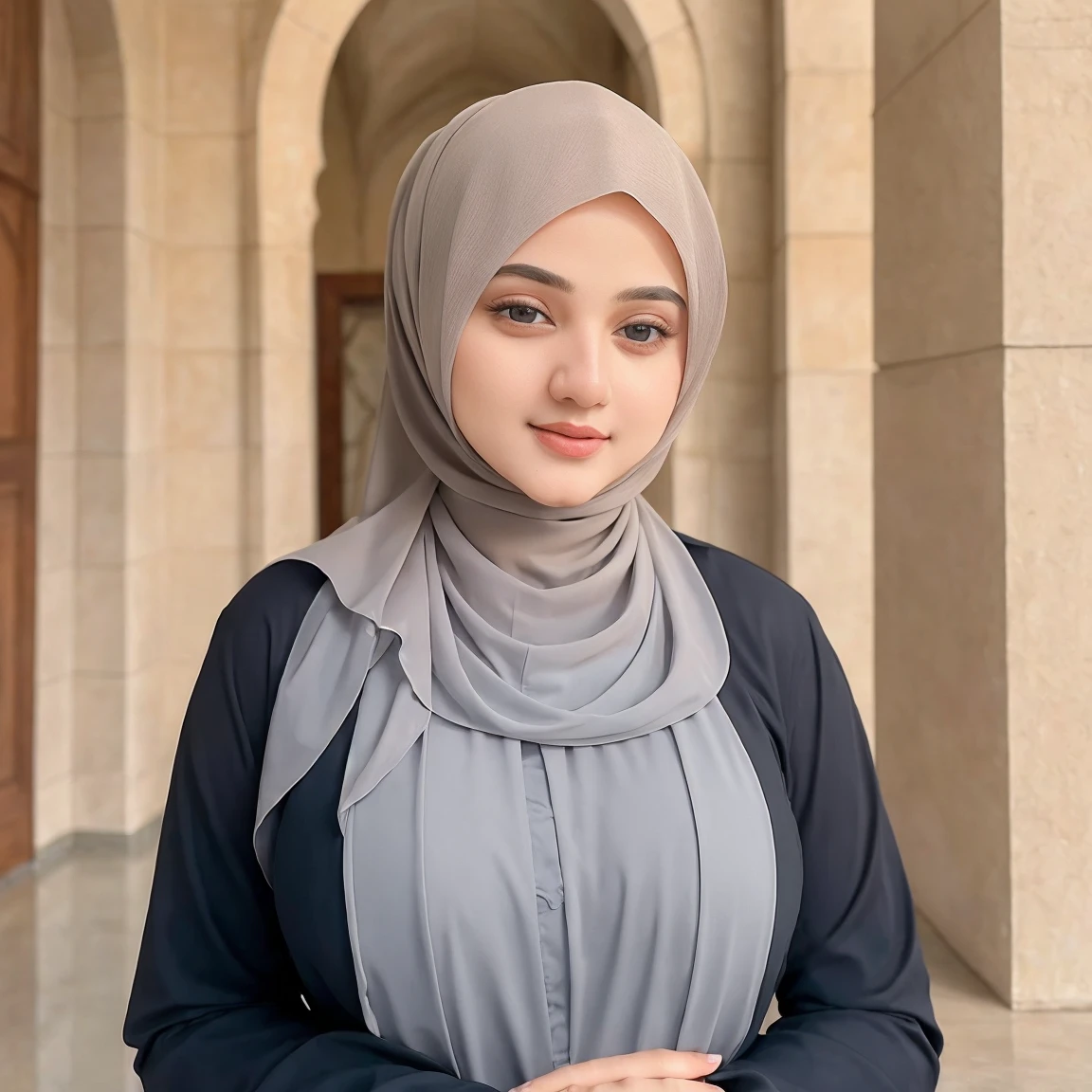 (((masterpiece)))beautiful woman age 20, wearing a hijab with glass, dressed white politely as a Muslim woman and wearing accessories, neat, elegant, perfect body, background city, full body, perfect face, perfect finger, very detail, all perfect, pose model, best Quality, 4k, super detail