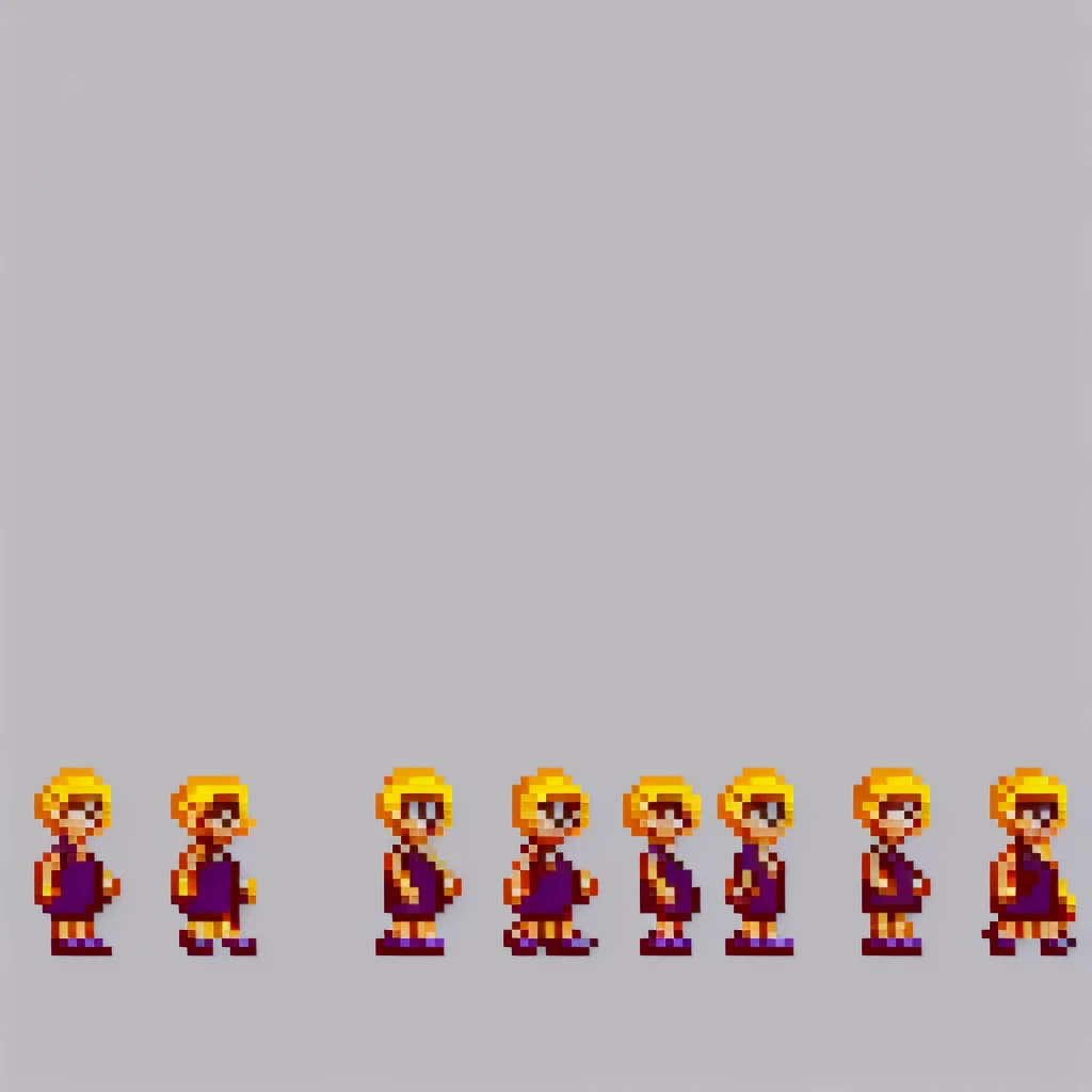 (sprite in sequence) 1 girl in pixel art style walking