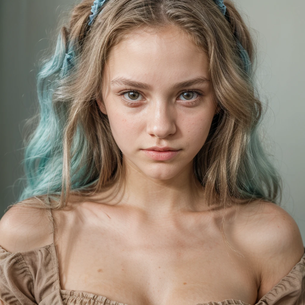 cute American girl, dainty small lips, pointed face, innocent look, 18 years old girl, ( focus on face, shallow focus:1.2), head and shoulders portrait, 4k, natural lighting, film grain,