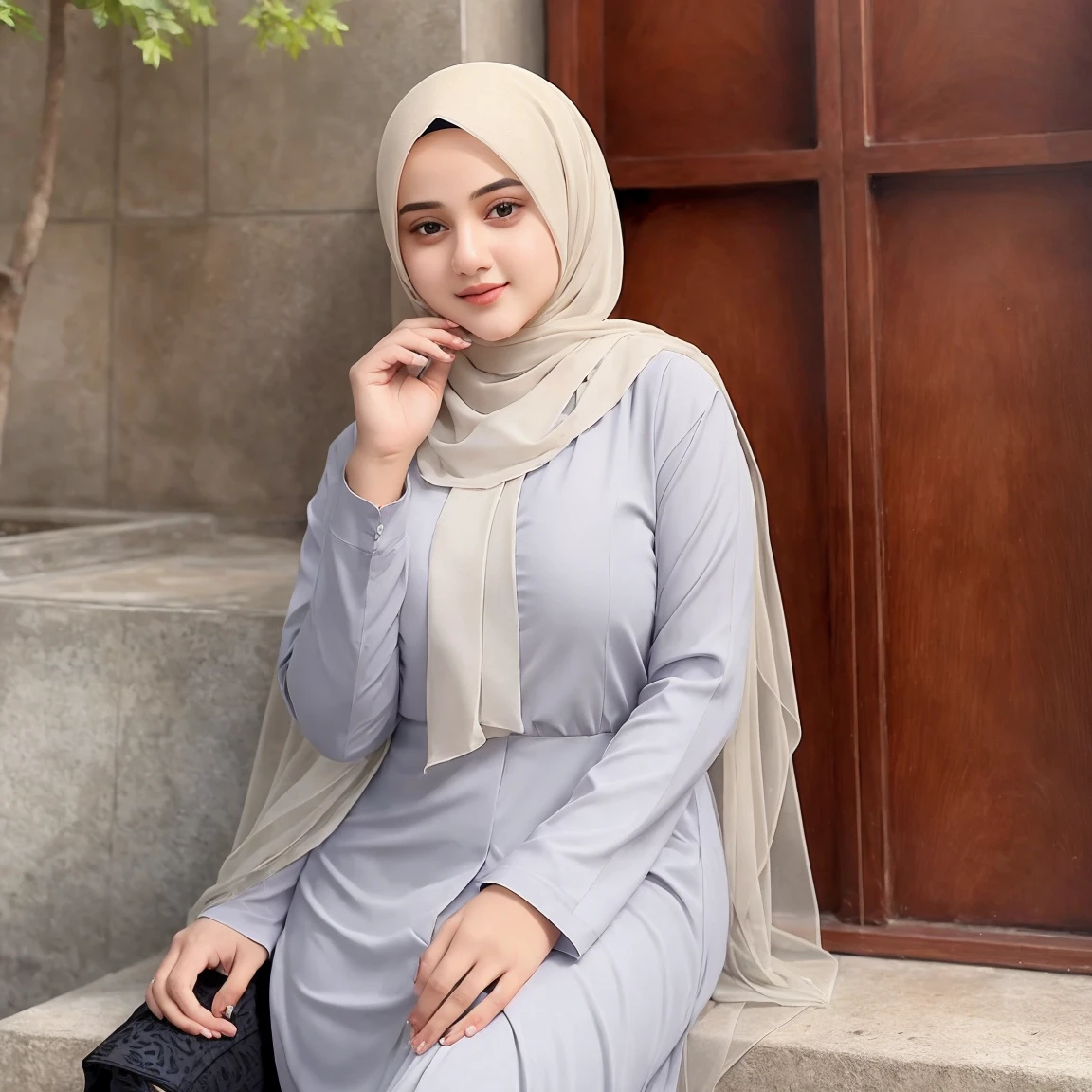 RAW, Best quality, high resolution, masterpiece: 1.3), beautiful Malay woman in hijab (iu:0.8),woman standing on the bedroom, beautiful design, wearing a beautiful tight floral lingerie , beautiful clothes, very beautiful style, floral patterned dress, beautiful masterpiece, beautiful dress, wearing a graceful dress, very beautiful masterpiece, fine details, beautiful dress, full dress closed, very beautiful and graceful, very detailed, big breasts, round buttocks, from behind, (looking at the audience, looking back, facial details, double eyelids, smiling)