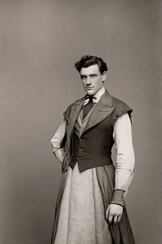 ((Best Quality)), ((Masterpiece)), (detailed), Victorian era man. Handsome man. YOUNG, square jaw. victorian clothing. whole body.