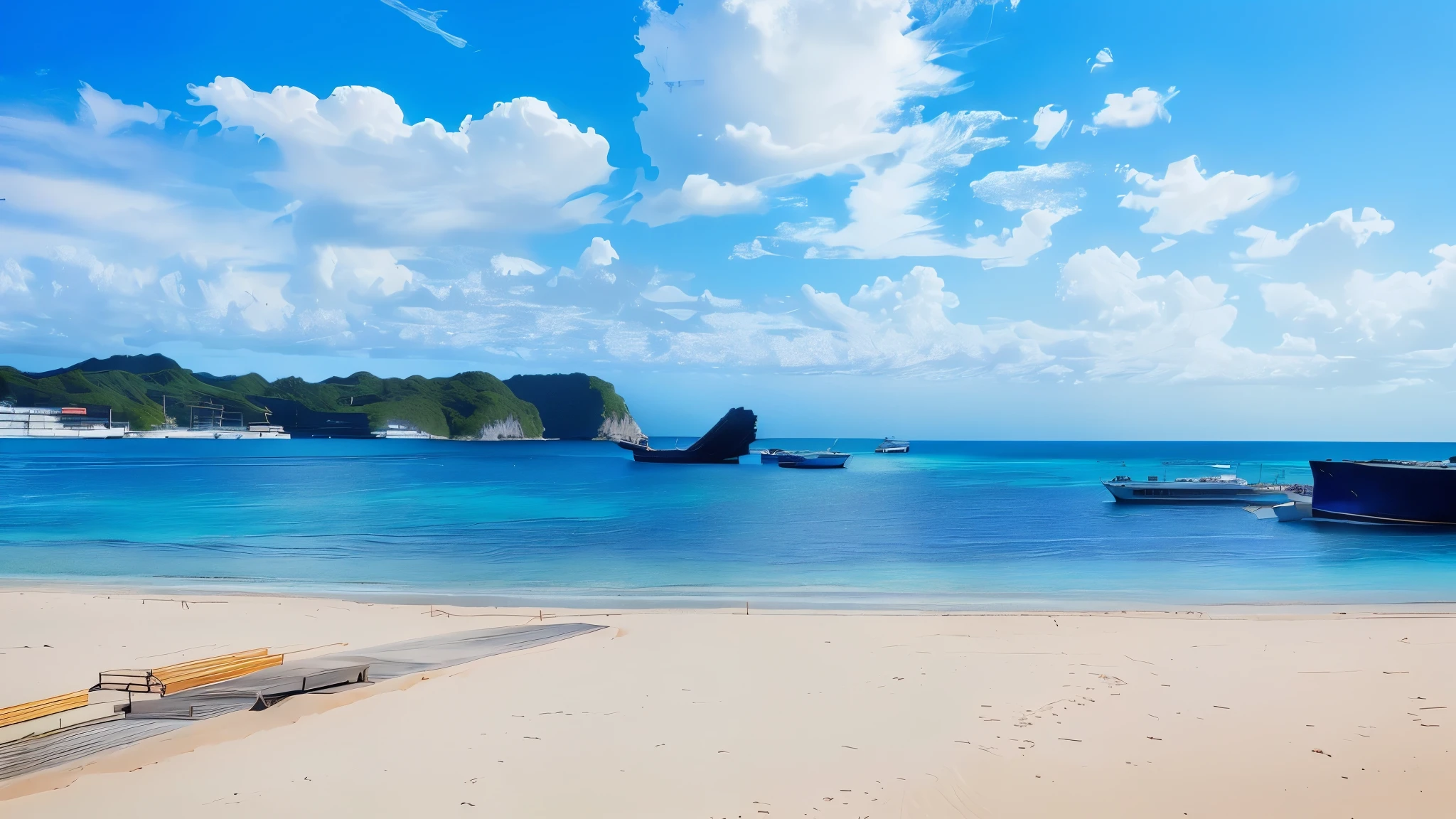 Reality Photos, Boats moored at the waterfront on the coast, Okinawa Japan, breath-taking Beautiful beaches, Beautiful beaches, White sand beach, White sand beach, Magical Beach, Outer beach, Clear blue water, Beach Scenery, Sunny day at the beach, Taken on iPhone 10, Beautiful environment, beach in the foreground, paradise in the background