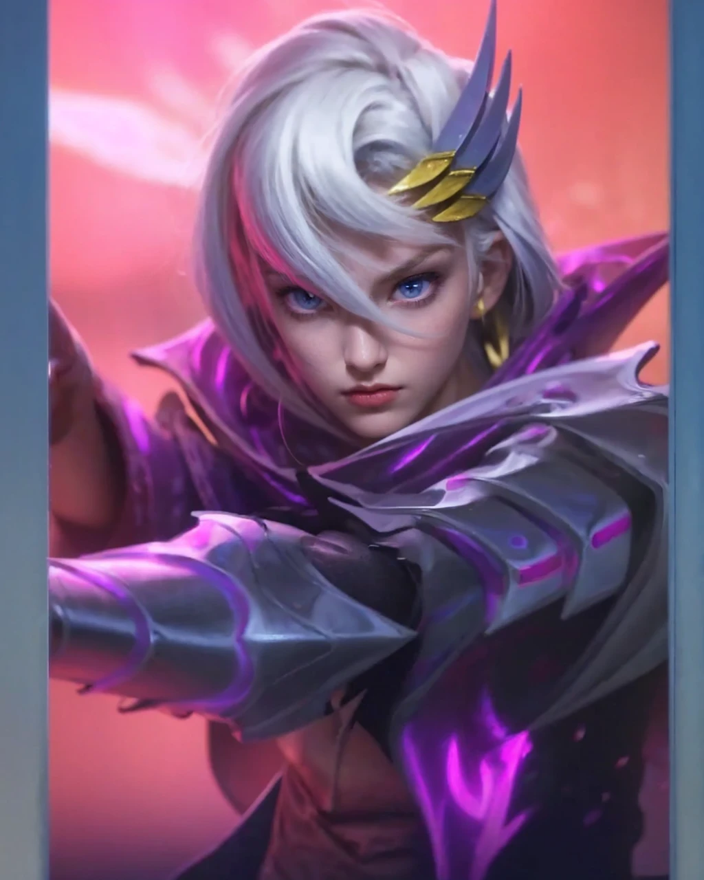 Best quality, masterpiece, ultra high res, (photorealistic:1.4), raw photo, 1girl, blonde hair, blue eyes,  detailed eyes and face, black suit, dynamic lighting, in the dark, deep shadow, low key, cowboy shot full-lenght body