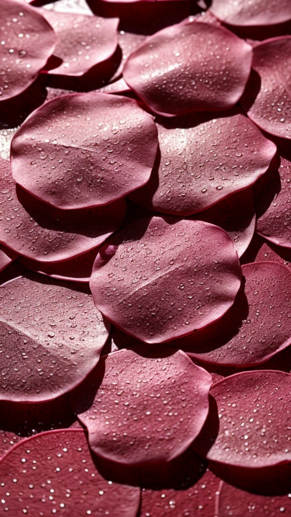 Raindrops hitting rose petals