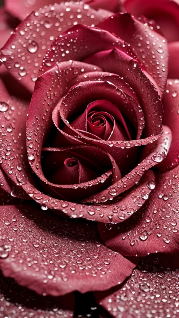 Raindrops hitting rose petals