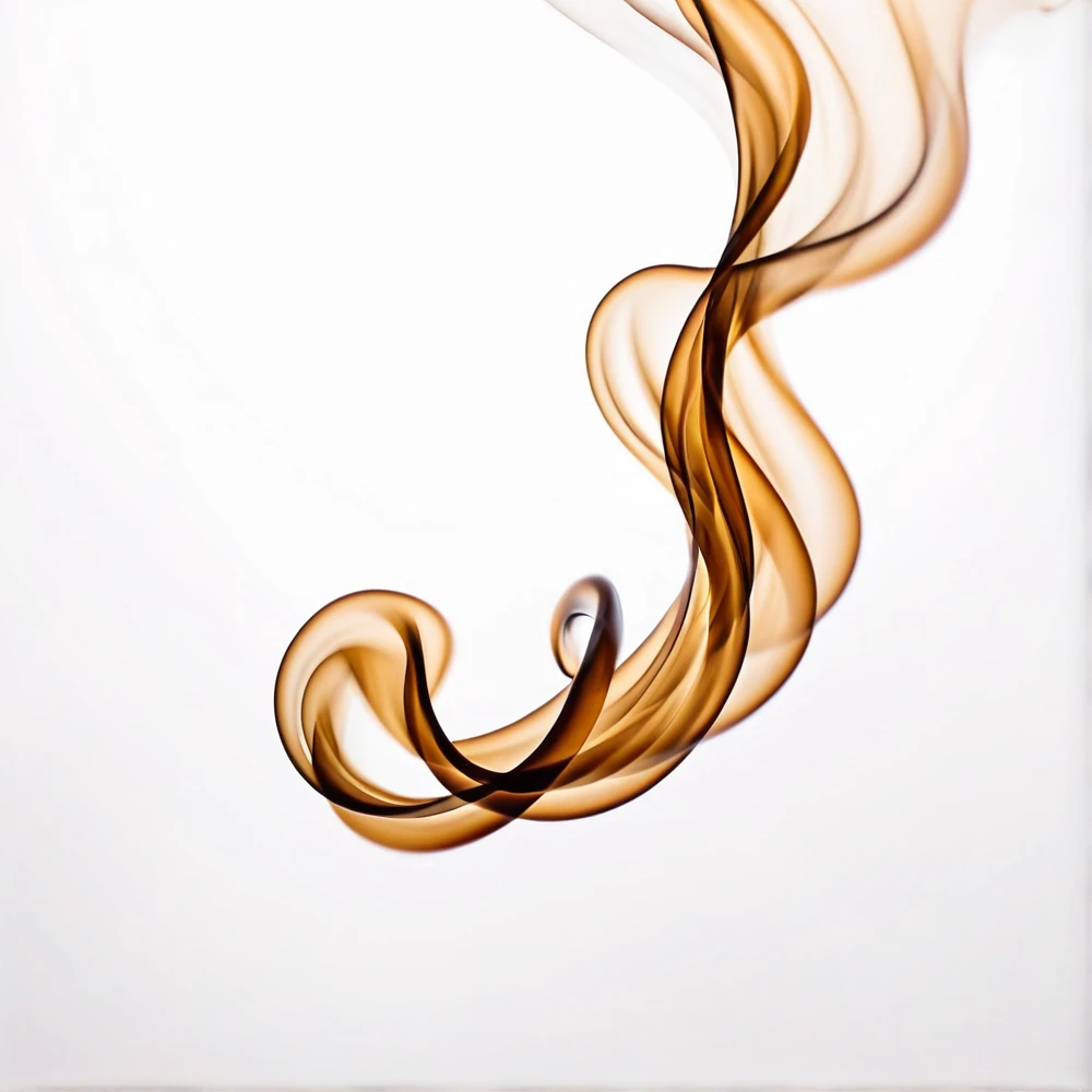 light coffee smoke flying over white background
