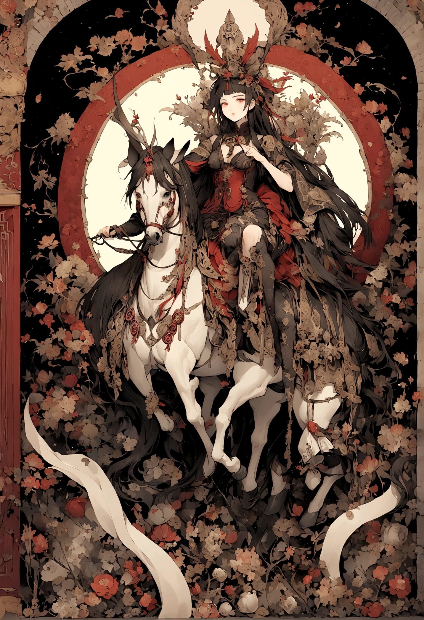 一个young的少年，((Shabby laundry))，A teenager，Carrying weapons，Sit on a horse，luggage，young，Chinese style，Immortal World，Xianxia World