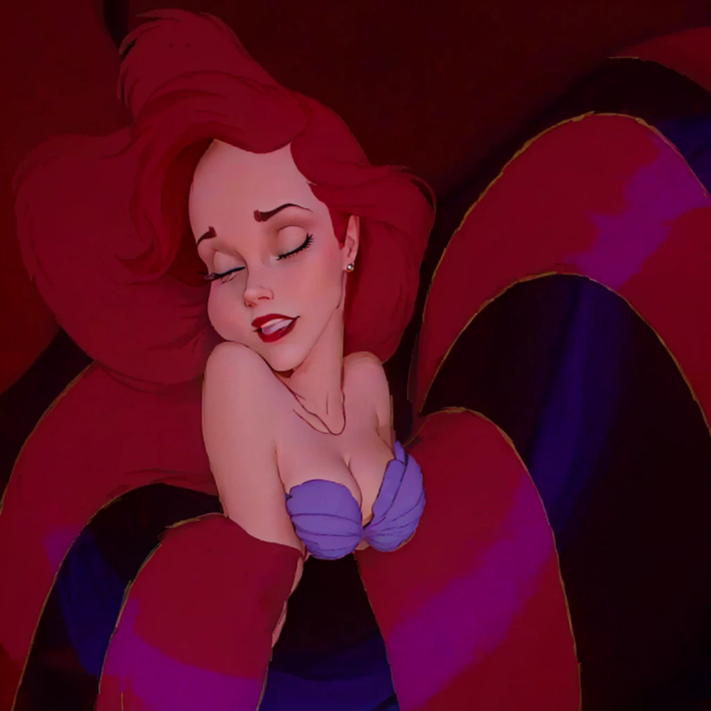 a close up of a cartoon character with a red hair, jessica rabbit, female disney villain, emma watson as jessica rabbit, megara, classic disney mood, the little mermaid, ariel the little mermaid, scales covering her chest, little mermaid, sleeping beauty, disney villain, serpentine pose, princess ariel, movie screencap, portrait of megara, brittney lee