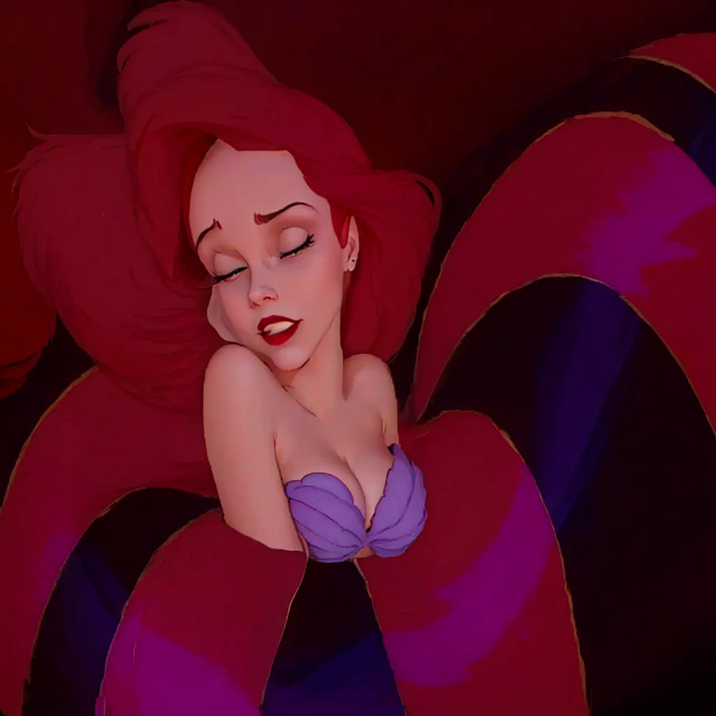 a close up of a cartoon character with a red hair, jessica rabbit, female disney villain, emma watson as jessica rabbit, megara, classic disney mood, the little mermaid, ariel the little mermaid, scales covering her chest, little mermaid, sleeping beauty, disney villain, serpentine pose, princess ariel, movie screencap, portrait of megara, brittney lee
