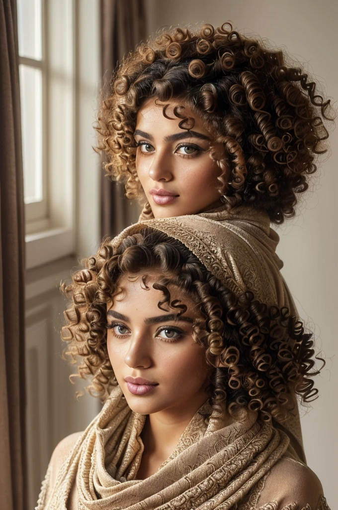 Beautiful Iranian girl's Instagram, 27 years old, natural light pose (((a very wide shawl on the head that shows the curly hair))) masterpiece with the best quality of the chest outside the dress, prominent breasts, attractive dress (short coat), ((shirt) collar open
Realistic, (real image, intricate details, (mise au point nett: 1.2), photo, attractive young Iranian woman, (Beau visage: 1.1), detailed eyes, Moroccan types, pouty lips, (Maquillage des yeux de chat: 0.85), (grands yeux: 1.0), (corps tonique:1.2), (curly hair:1.4), Porter (:1.2) sur un (chambre:1.2). 1.2), profondeur de champ, 4K, Hdr. Par (Jacques C. Christensen: 1.2 | Hyperéaltic).