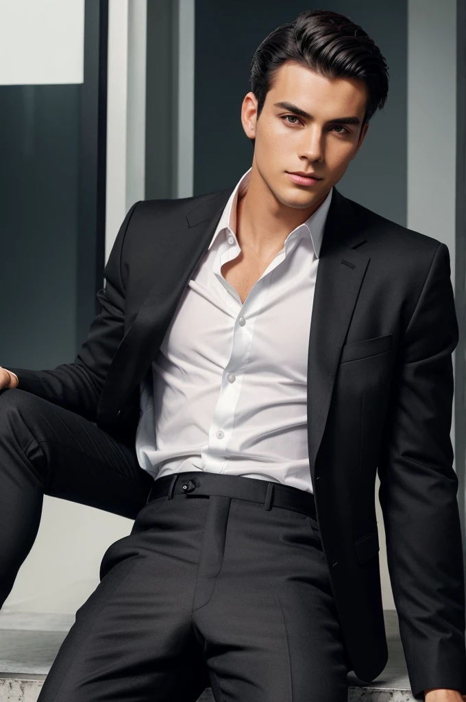 A young man with dark hair and a confident normal he is dressed in a black blazer over a white shirt the man is positioned against aqua colour blackdrop with a subtle red lighting on the left side and he posing for linkedin profile