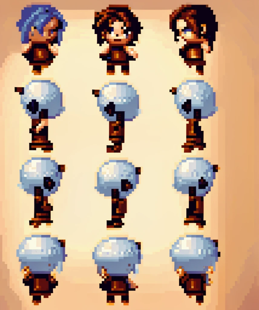 (8 directions), (pixel art 32 by 32), (sprite in sequence), (1 girl in pixel art style walking), SNK style