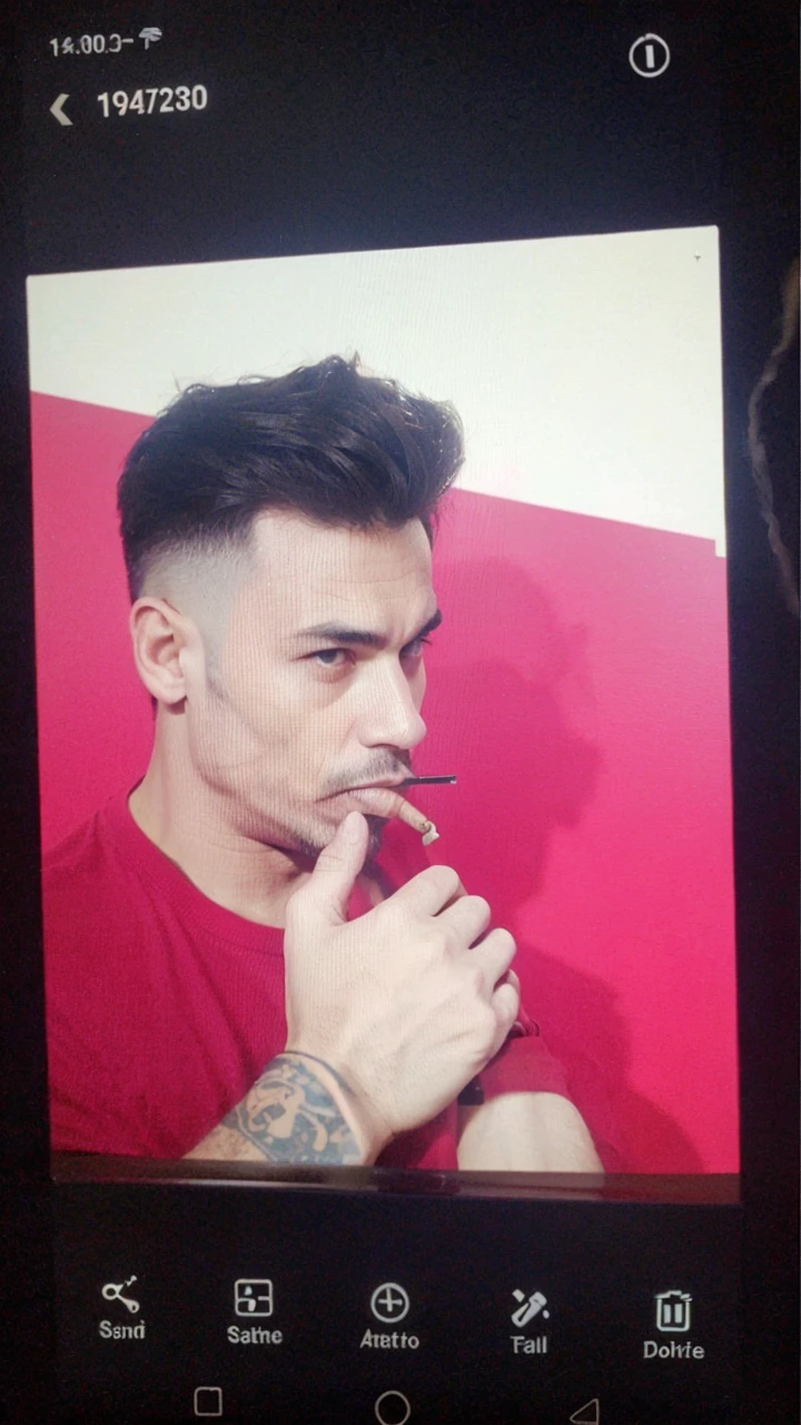 Gangster with a pistol in his mouth and a cigarette in his mouth