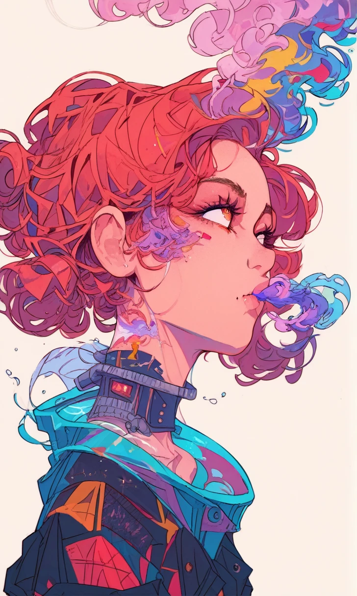 did vaporwave style, solo, 1girl, female, water, white background, red eyes, simple background, from side, glitching, smoke surrounding her, in tatters, score_9, score_8_up, score_7_up, score_6_up, score_5_up, score_4_up

