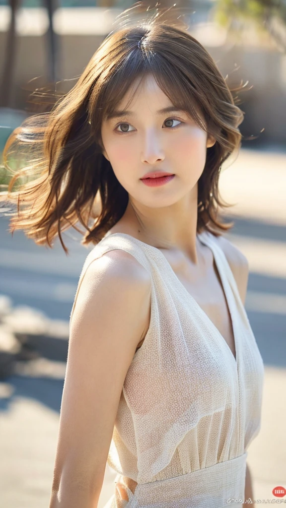 (High reality photograph, high resolusion, detailed face, detailed eyes) Skinny Japanese lady, 40 years old, cute face, skinny figure, various hair style, various dress, various background, alone in a photo