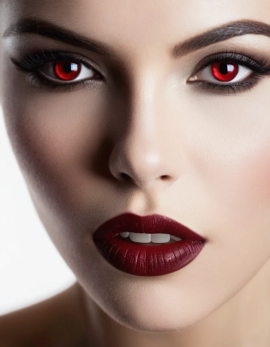 , 1lady, solo, mature adult woman, evil , lady from hell, vampire beauty, femme fatale, evil apostle of darkness, peerless beauty, (((((👄, 👅, Sensually Baring Her Fangs, Vampire Bite),(slyly looks), (Cruel grinning slit eyes), (evil roguish smile))))), a Vampire Kiss, masterpiece, perfect , ideal facial features, ideally proportioned figure, perfectly beautiful body, makeup, sensual Blonde, Very short, pixie cut, Beautifully detailed eyes, double eyelid, (eyeliner:1.2), mascara, eyeshadow, golden eyes, Beautifully detailed nose and nostrils, Beautifully detailed lips, (lipstick:1.1),(Dark red lips, glossy lips), (Vampire Fangs), , saliva, Focus only on the mouth, Woman mouth close up, from front, glaring at you
