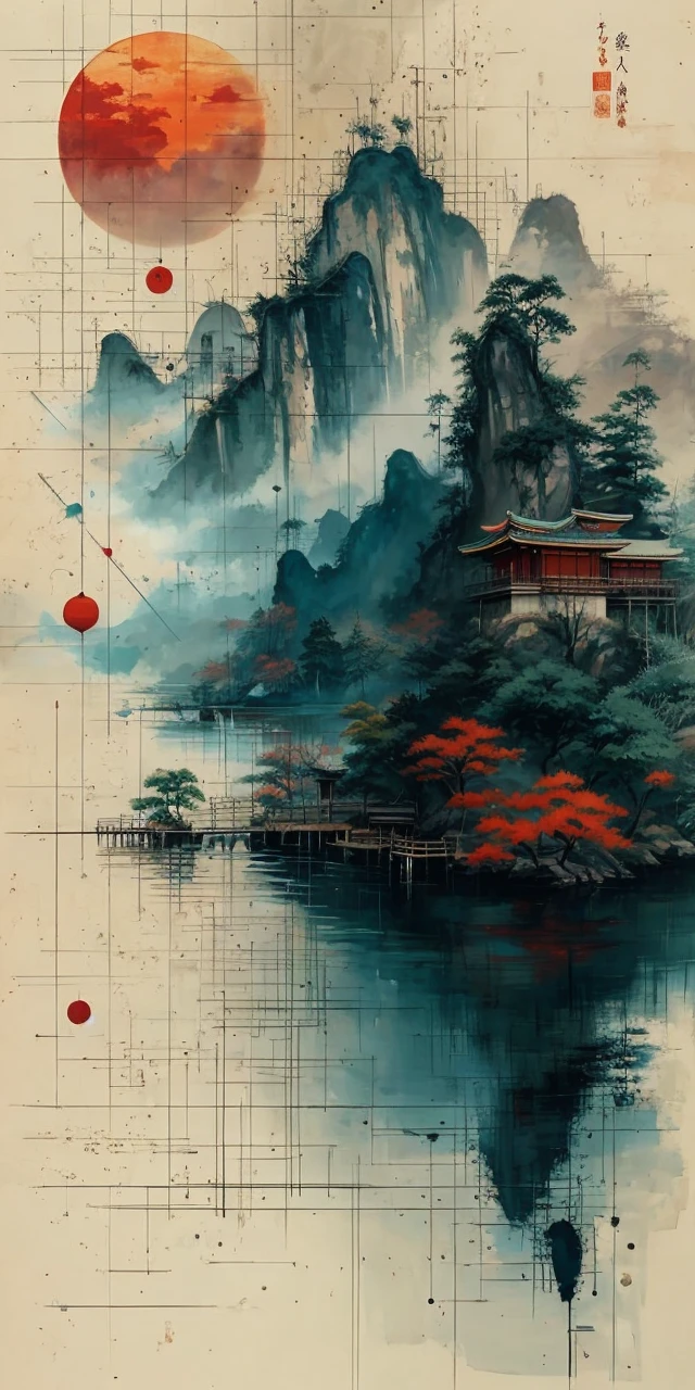 Make a image of Japanese scenery  painting
