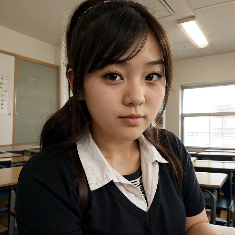 Charming chubby Japanese girl at school
