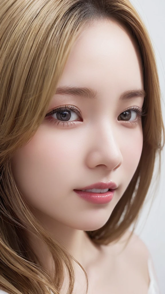 (((Blonde、forehead、Blonde、White background)))、An innocent 18-year-old girl、((Frills、race、tight、Blonde、forehead、Dramatic Pose))、smile、Long Hair、White background、RAW Photos、(8K、Highest quality、masterpiece:1.2)、(Exquisite detail:1.4)、(Realistic:1.4)、Octane Rendering、Complex 3D rendering with ultra-detail、Studio Soft Light、Rim Light、Sharp details、Very detailed、Realistic skin texture、detailed aspects、Beautiful details、Very detailed CG Unity 16k 壁紙、Compensate、(Detailed Background:1.2)、Shiny skin、Upper body close-up