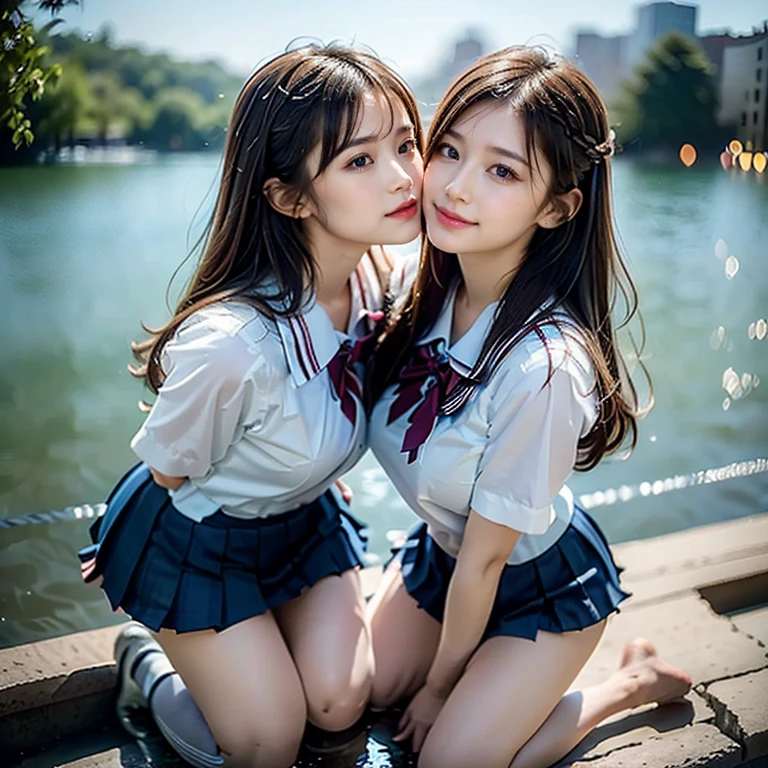 SFW, ((David Hamilton:1.37, White and vivid colors))、Extremely Detailed (Tiny Oppai-Loli Twins:1.37)、{(Dynamic-angle)|(from side)|(from back)|((from below:1.2))}、{(((Kissing face to face:1.41) Against the Nipples to Nipples Pressing hard))| (Standing Full Body:1.2) | ZoomedOut }、{(Floating hair with Strong wind)|(Ass focus)|French Braid|bun}、8K best quality、((Masterpiece:1.2、Photo-realistic:1.4)), { kodachrome | realistic | photorealistic | RAW } BREAK
((Detailed KAWAII Face、Detailed Radiant PearlSkin) with Transparency)、Smooth shading、(SoftFocus BokeH)、Soft Lighting、((school uniform with white Thongs))、{Flowers|Flower wreath|smile|Joyful|Pleasuring|Different types of hair colors}、{(Light Particles:1.2)|(Lens Flare)|(Luminescent Particles:0.6)}、{(((Just a heads above the Lake))) |Sparkling Lake surface|Splashing water|Before dawn|magic hour|morning glow|foggy|Haze|Colored Horizon}、{ThighGap | Whole Body proportions and all limbs are anatomically accurate | hidden hands | PUNIPUNI } .