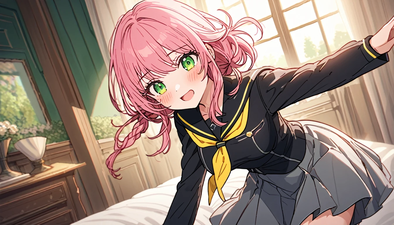 (Highest quality), (masterpiece), highly detailed, highly detailed face, Mature Woman, Nakano Ichika is asleep in bed, unaware of being creampied, wearing a black open blazer, a white button-up shirt, white socks and a green mini pleated skirt., whole body, Eyes that are evenly shaped, She has a full head of pubic hair, Beautiful Vagina, Semen is spilling out from the gap between her vagina and my penis inserted in her vagina., Pink Hair, Short Hair, A small cross-section of a uterus with a penis expelling semen in the background, Blue Eyes, Sleeping with both eyes closed, Clear and precise depiction of insertion area,
