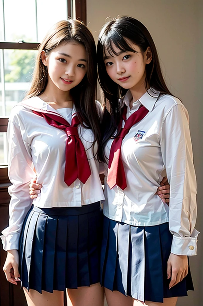 8K, RAW Portrait (Japanese women),masterpiece、Photorealistic:1.3、Realistic, Ultra-high resolution, Highest quality, Real Life Photos ,( In the evening :1.1),
((((2 girls:1.5)))), (((Two girls showing off their panties In the room)))、(Cute face:1.3)、日本の2 girls,((Two Japanese high school girls))、((Two real high school girls))、((Japanese High School Uniform:1.6))、 Long Hair,,Slender body,、In the room、
big and beautiful fine eyes, Black Hair,(Written boundary depth:1.3)、 ((Dark brown eyes:1.2))、(Real skin texture:1.3)、(Immersive atmosphere:0.8、Chiaroscuro:1.2) 、(Look Viewer:1.3)、((Embarrassing))、((Red cheeks:1.3))、((From belowの天井:1.2))、(smile:1.2)、((((She's wearing tiny silk panties))))、((Panty shot))、((A woman rolling up her skirt))、((From below:1.15))、((Panties close up:1.39))、((Panty shot))、((The most beautiful woman in the world:1.4))、((Spread your legs out to the side:1.4))