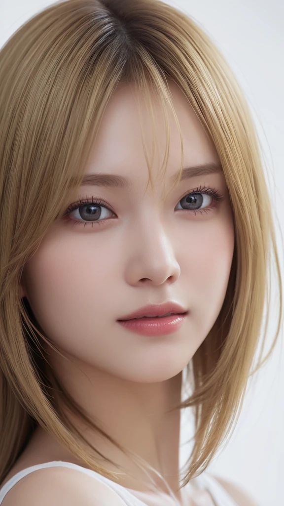 (((Blonde、White background)))、An innocent 18-year-old girl、((Frills、race、tight、Blonde、forehead、Dramatic Pose))、smile、Long Hair、White background、RAW Photos、(8K、Highest quality、masterpiece:1.2)、(Exquisite detail:1.4)、(Realistic:1.4)、Octane Rendering、Complex 3D rendering with ultra-detail、Studio Soft Light、Rim Light、Sharp details、Very detailed、Realistic skin texture、detailed aspects、Beautiful details、Very detailed CG Unity 16k 壁紙、Compensate、(Detailed Background:1.2)、Shiny skin、