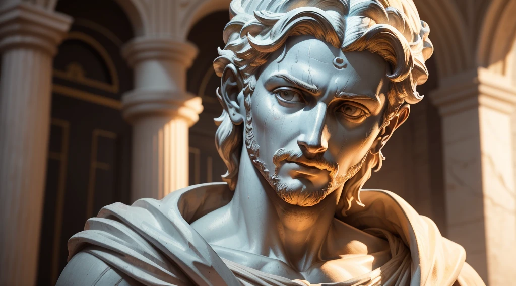 Marcus Aureliu Bust of statue (obra-prima) (8k high resolution) (melhor qualidade) (Ultra Definition) (Ultra realista)(Foto RAW) (Foto realista) (bright illumination)