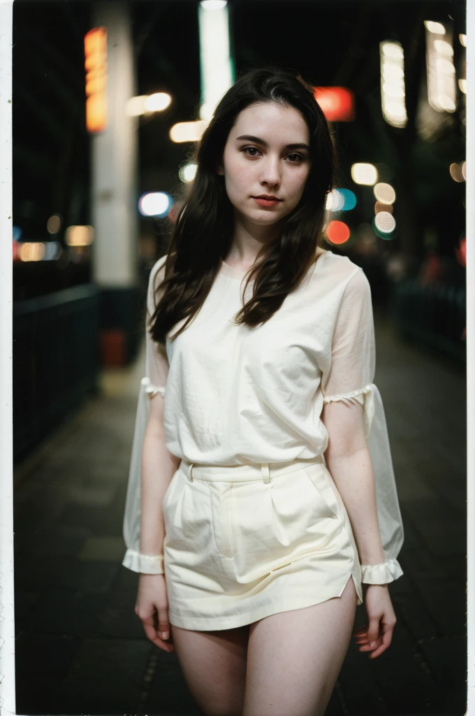 polaroid photo, night photo, photo of 24 y.o beautiful woman, pale skin, bokeh, motion blur