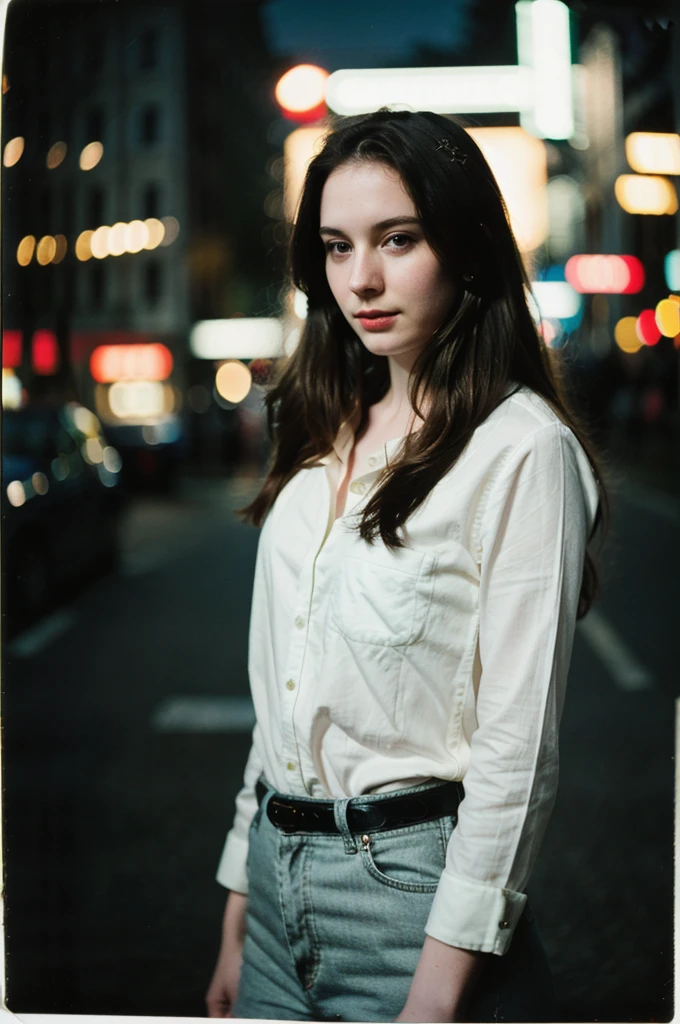 polaroid photo, night photo, photo of 24 y.o beautiful woman, pale skin, bokeh, motion blur