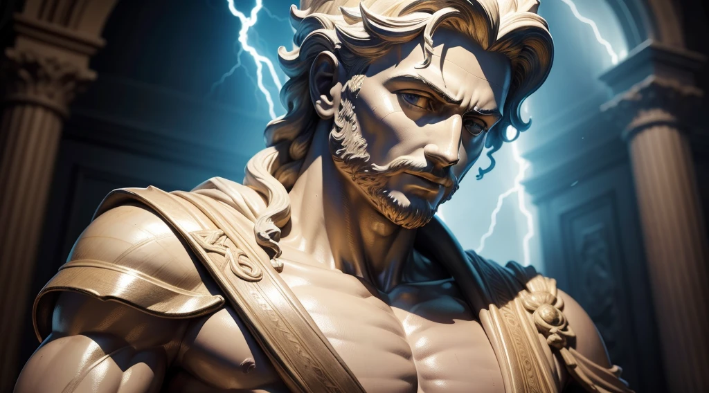 Marcus Aureliu Bust of statue (obra-prima) (8k high resolution) (melhor qualidade) (Ultra Definition) (Ultra realista)(Foto RAW) (Foto realista) (bright illumination) thunder, color effect