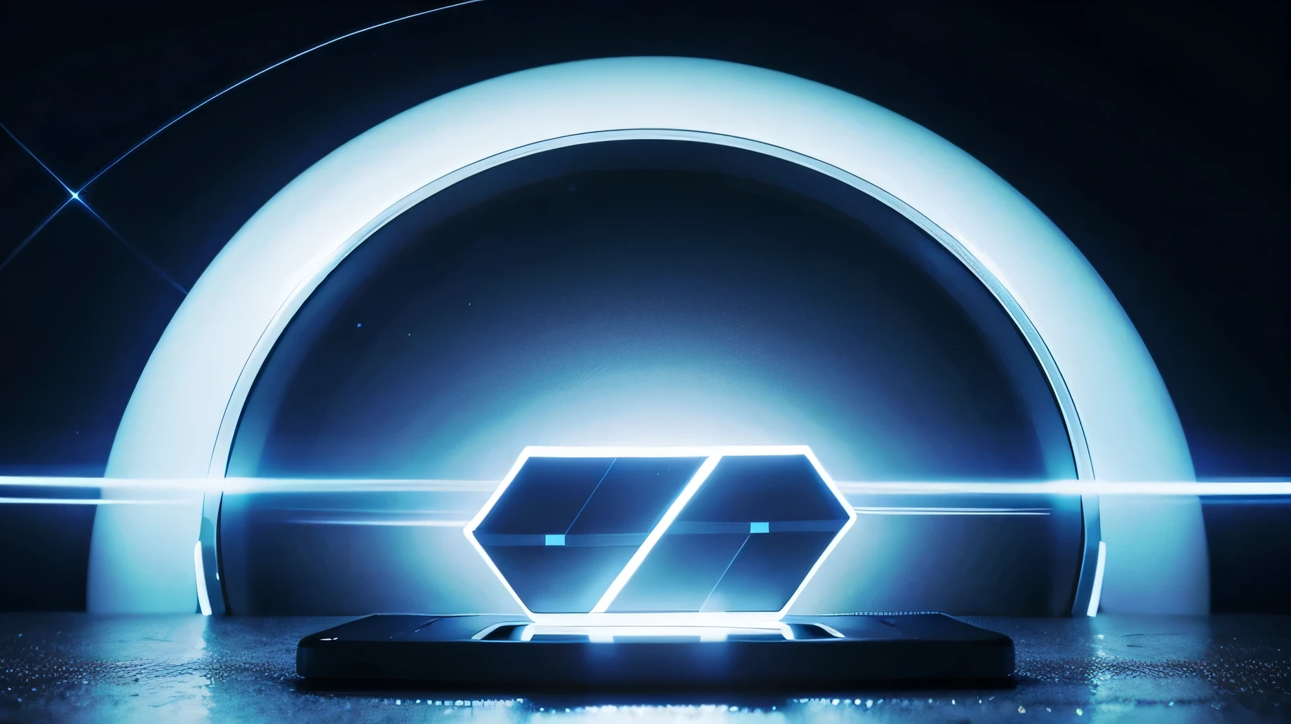technology blue future technology digital future lighting scene business background ,Abstract Stage,There are letters A and I,Gorgeous lighting。geometry