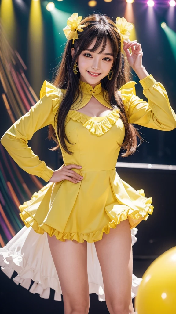 group of friends,、more_details:-1, more_details:0, more_details:0.5, more_details:1, more_details:1.5,Japanese anime style 2022,Top quality, masterpiece, ultra-detailed, colorful, vibrant illustrations,
5girls, idol costumes with lots of frills, red, blue, yellow, green, pink, cute, cutesy, full of energy, energish,parky,perfect face,perfect body,ultra detail and beautiful eyes,shiny eyes,overflowing smiles, DYLENGER's signature pose, spotlight,dynamic pose,dynamic angle,dynamic lighting,