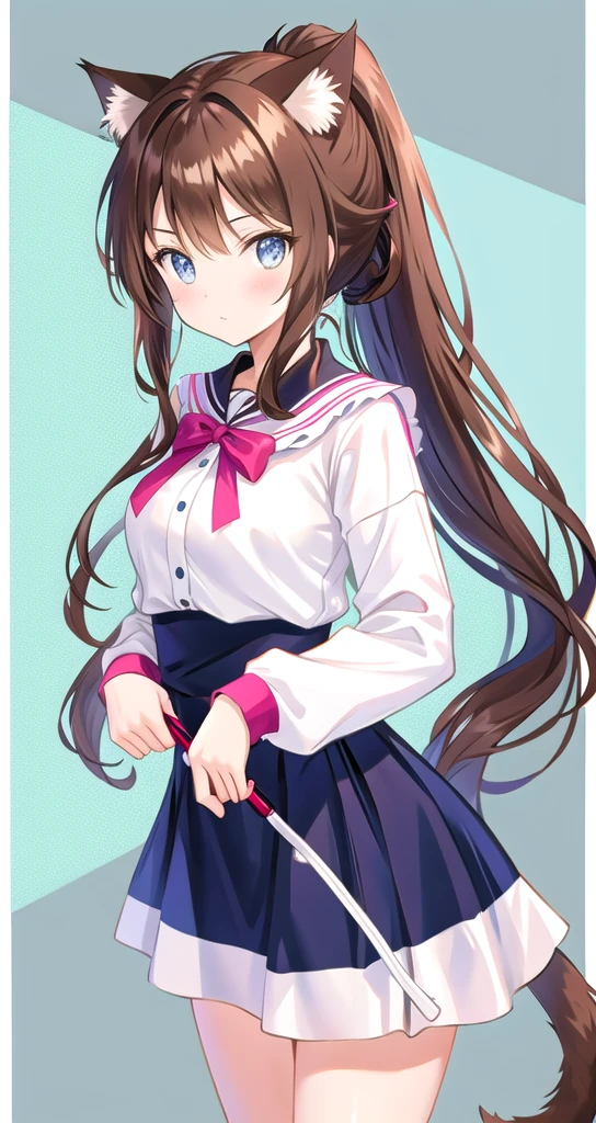 Brown Hair Cat ear ponytail cute No background