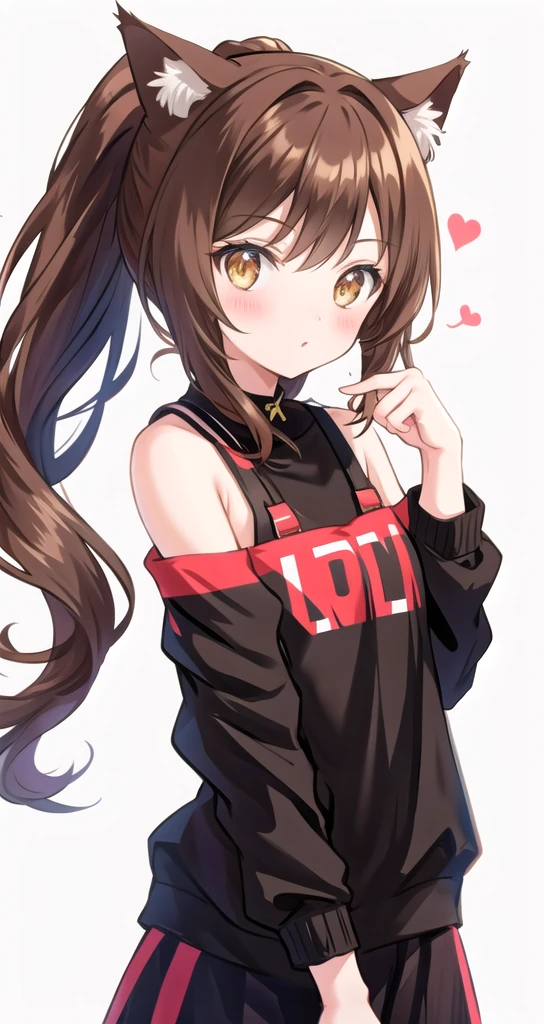 Brown Hair Cat ear ponytail cute No background