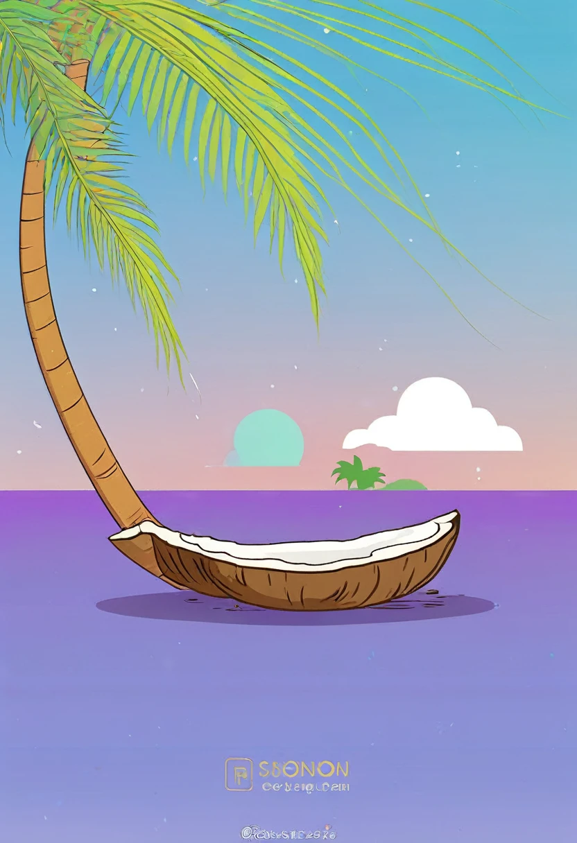 coconut tree，Cartoon，summer，Illustration style，