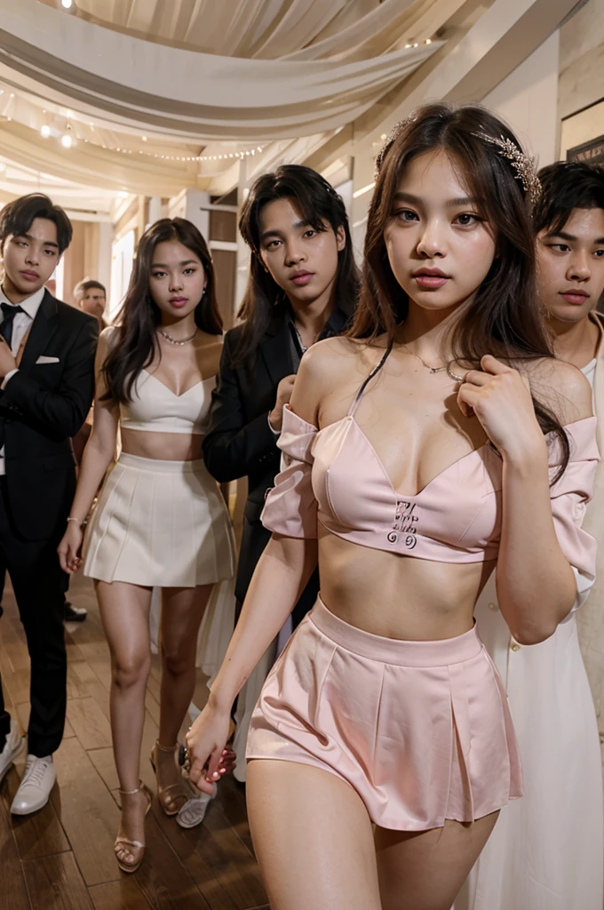 jennie blackpink, kai exo, taehyung bts in wedding partty