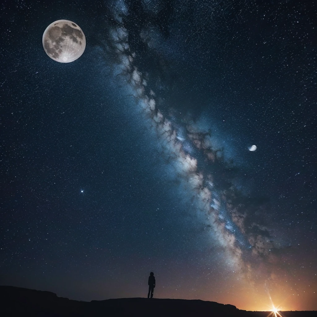 In space、Lines of Light、star、moon、A mysterious space