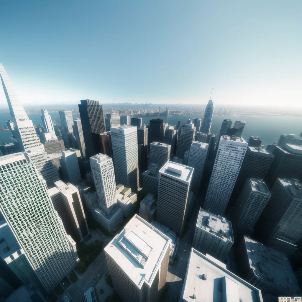 at dusk，How many buildings are there in a large city?，Very well shot.