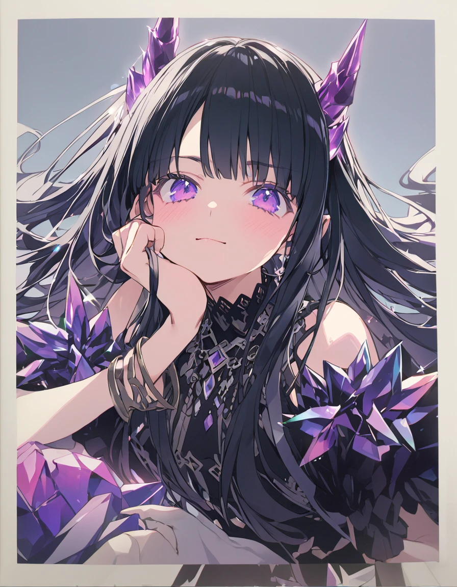 Place your hand on your cheek　Perfect Fingers　Insanely embarrassing　Crystal Horn　Shining Crystal Black Hair
