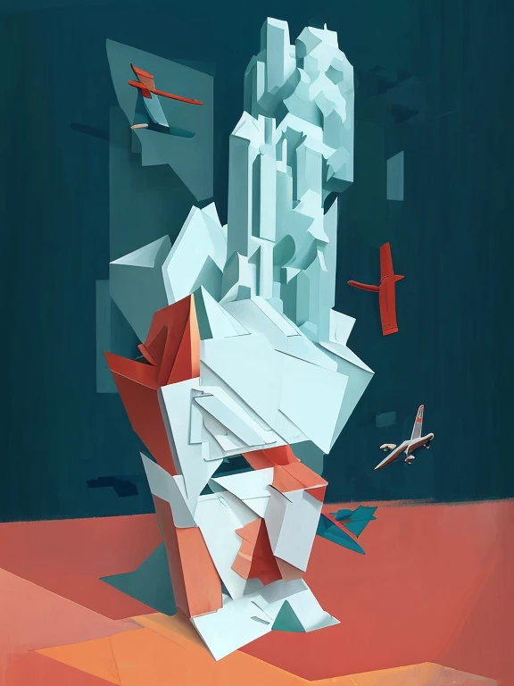 换成胡安  格里斯的Cubism风格，Cubism，Plane composition，Simple and uniform color。