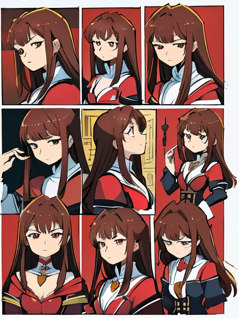 (best quality,4k,8k, high res,masterpiece:1.2), ((masterpiece)), (((best quality))), (ethereal being), (({stern dominant aura})), 2d painting, ({ethereal painting}) {yoshitaka amano character design}, (({Style by NTY})), oilsketch

(((multiple expressions, multiple views, comic, Koma, border, chibi, simple background, chibi, simple background)))

((masterpiece)), (((best quality))), Illustration, deep red aesthetic, hot vampire-like woman, attractive woman, classy, elegant, short fluffy yet sharp hair, sharp almond eyes, dark brown hair, red aesthetic, kitsune-like personality,  vampire-like personality, red eyes,(mischievous and mysterious being), hairstyle fax, deity, magical, classy and elegant pose, classy clothes, red and black clothes, mysterious vintage theme, little key necklace, tall, very attractive aura, soft smirk,