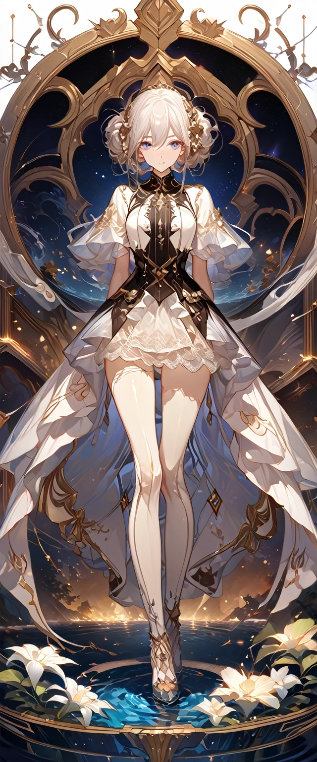 best quality ,masterpiece, illustration, an extremely delicate and beautiful, extremely detailed ,CG ,unity ,8k wallpaper, Amazing, finely detail, masterpiece, best quality, official art, extremely detailed CG unity 8k wallpaper, solo, thigh focus, (full body), arms behind back, white background, finely detailed face and eyes, extreme detail, detailed face, detailed hair, detailed clothes, high quality, slim body, water, masterpiece:1.3, focus:1.2, skirt, short skirt, transparent skirt, lace skirt, all kind of pose, big , hair ornament, meticulous clothes, inspired by Asukaziye artist : ask, art style : ask