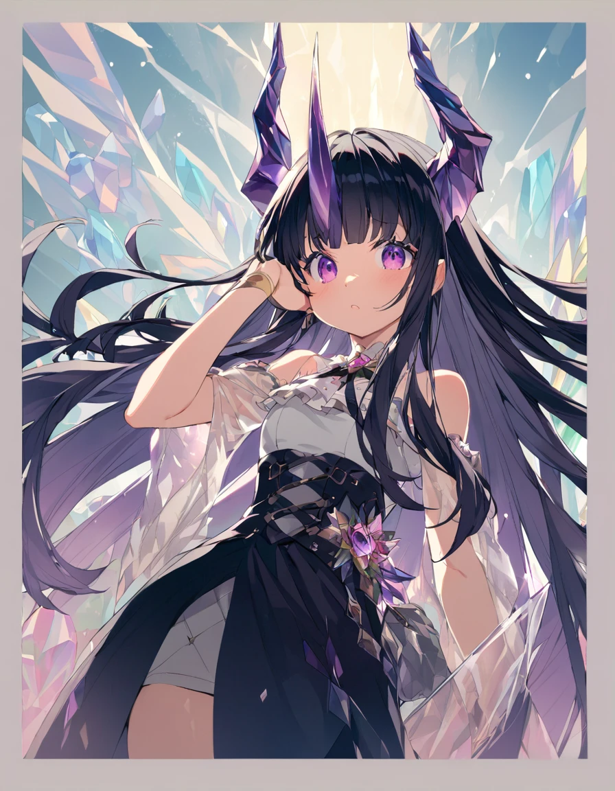 Place your hand on your cheek　Perfect Fingers　Insanely embarrassing　Crystal Horn　Shining Crystal Black Hair
