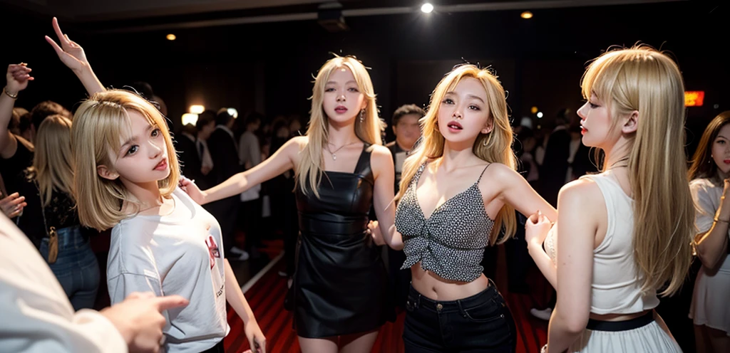 Blonde and fashionable、19-year-old female3people、Dancing in the club