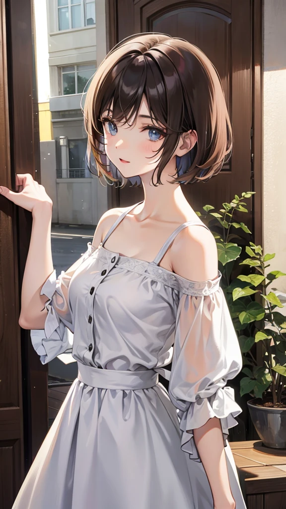 Short hair length girl, beautiful