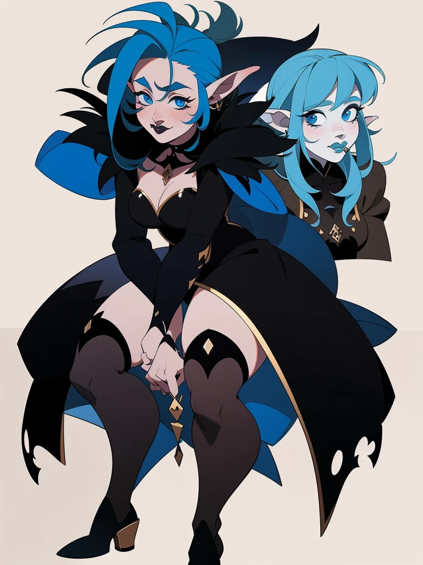 Adopting the concept of personality, Cute female troll , ((Gothic)), Full body, blue hair, blue eyes