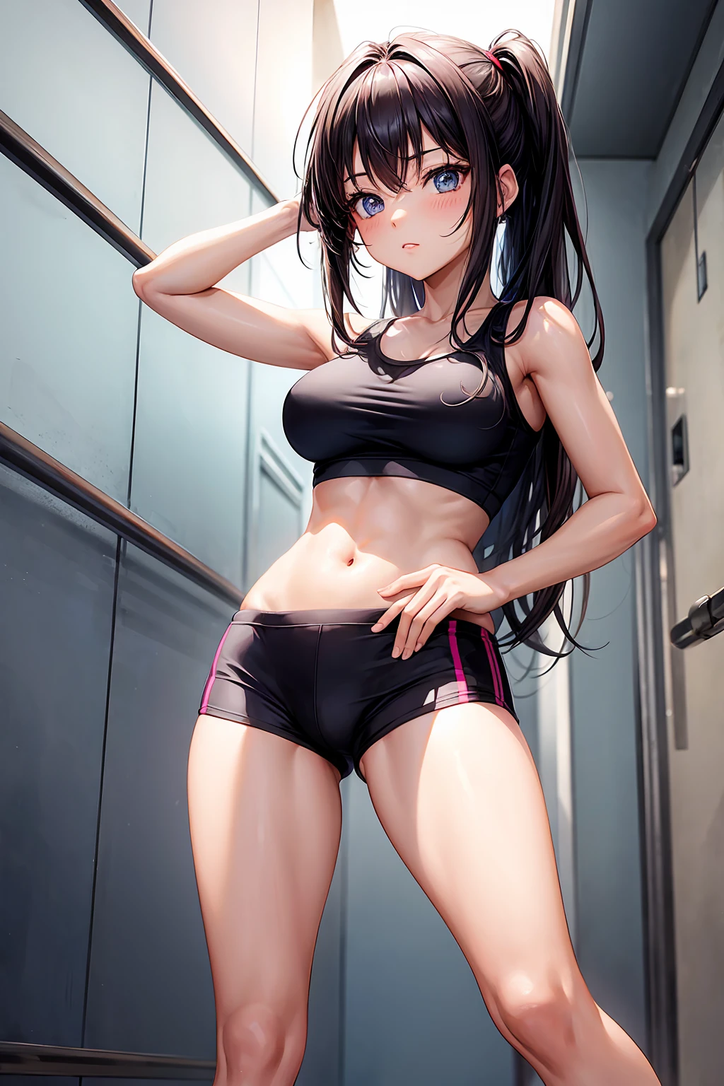 beautiful girl,Unique, Anime Girl, Wearing Hot Yoga Shorts